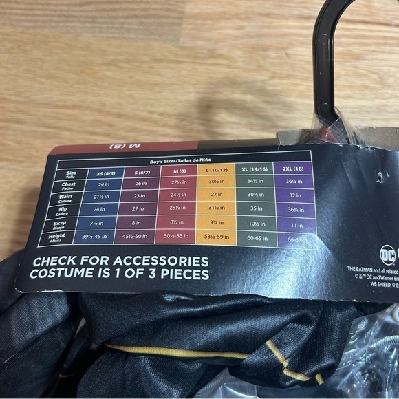 Batman Costume NEW Sz 8 Kids Boys DC Black Halloween Superhero - Picture 6 of 7